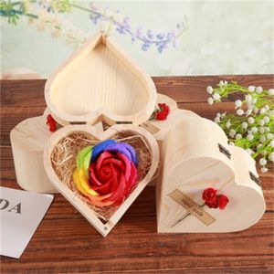 Baschette in legno di fiori colorati di fiore cuore amore scatola di rosa fiori di sapone di San Valentino Attività da festa Gift 9ky H1