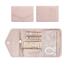 Travel Jewelry Organizer Roll Foldable Case for Journey-Rings Necklaces Jewerly Storage Bag 220301