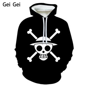 Homem Anime Pullover Hoodie Oversize One Piece Hoodie 3D Loose Bolso Preto Camisolas Para Homens Plus Size Autumn Child Child Sweetshirts 201020