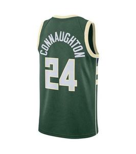 100 % genähtes Pat Connaughton Green Logo Patch Swingman-Trikot XS-6XL Herren Throwbacks Basketball-Trikots Günstige Männer Frauen Jugend