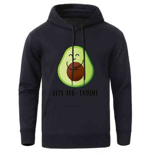 Kawaii Cartoon Avocado Print Hoodies Sweatshirts Man Winter Fleece Warm Hoody Clothing Male Brand Loose Casual Pullover Hooded H1227