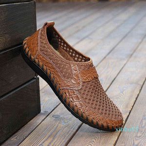 Summer Mesh Men's Walking Shoes Handmade Breathable Man Flat Loafer Lightweight Male Driving Beach Sandal Outdoor Footwear 38-50