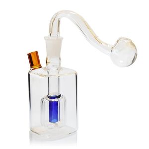 Quadrado em forma de mini 10mm de vidro de vidro cachorro fumar fumo Shisha Dipesable tubulações de vidro de vidro queimador de óleo tabaco bacia cinzas bong percolater bubbler atacado