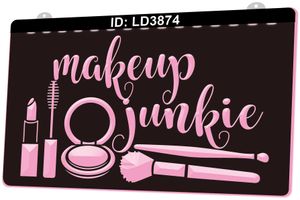 LD3874 Makeup Junkie 3D Engraving LED Light Sign Wholesale Retail