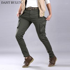 Herren Jeans Männer schlanke elastische geradlinige Frachthosen Multi-Pockets Hosen Overalls Joggers Black Khaik Olive Green Homme1