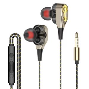 Ny 3,5 mm Jack hörlurar hörlurar Dual Moving Coil Iron stereo bass trådbundna öronproppar med mikrofon