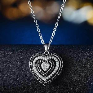 Kvinnor diamant hjärta halsband romantisk ihålig kärlek hjärta hänge halsband kvinna bröllop mode smycken vilja och sandig gåva