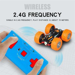 Double-Side Roll 3D Flip Remote Control RC Car Robot Drift-Buggy Crawler Battery Operated Stunt Machine USB Radio Controlled Toy 220315
