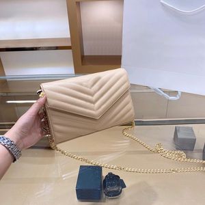 Designer bag Cross body Handbags High-end Shoulder Bags Crossbody Clutch Wallet Fashion luxury Two-color chain Grain genuine leather With original box size 24 15 4 cm