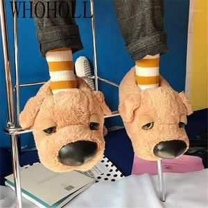 Terlik Komik Ev Kapalı Kat Ayakkabı Sevimli Hayvan Köpek Kış Kalın Peluş Tembel Sıcak Furry1