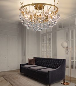 Miedź Nowoczesny żyrandol Oświetlenie LED Szkło Waterdrop Flush Mount Luksusowy Lampa Sufitowa Art Deco Salon Sypialnia Stół