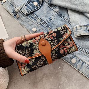 Factory wholesale women handbag small fresh flowers womens wallets multifunctional printed leather long wallet large capacity leathers purses