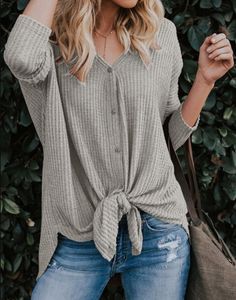 Damen gestrickte Baumwoll-Caragans Tops Pullover Full Sleeves V-Ausschnitt und Größen S-XXL
