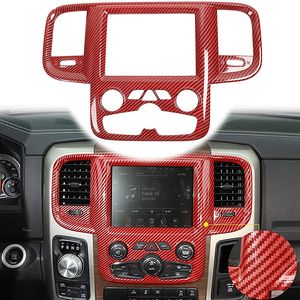 Panneau de Navigation de commande centrale ABS, décoration pour Dodge RAM 1500 11-17, accessoires d'intérieur en Fiber de carbone rouge