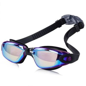 Pływanie Gogle Dołączone zatyczki do uszu Anti Fog Ochrona UV Men Kids Swim Googles Q0112