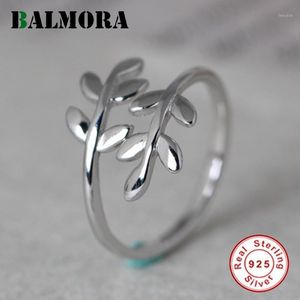 Ringos de cluster Balmora 100% puro 925 anel de folha de prata esterlina para mulheres moda moda vintage aberta ajustável