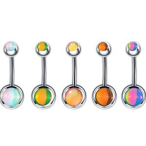 Stainless Steel Belly Button Ring Oil Dropping Navel Barbell Colorful Piercing Bar Body Jewelry For Women