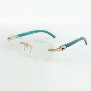 Designerrahmen „Endlose Diamanten“ 3524012 für Männer und Frauen, natürliche blaugrüne Holzbrille, Größe: 55–18–135 mm