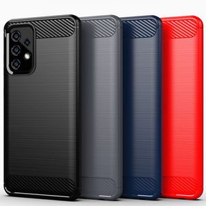 Brushed Carbon Fiber Shockproof Cases For Samsung Galaxy A52 A72 A32 5G A02 A12 A02S F62 M62 M02 Ultra Thin Silicone Back Cover