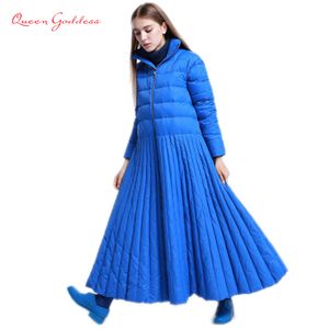autunno e inverno Gonna lunga stile piumino da donna Cappotto dal design speciale Blu plus size parka femminile causale abbigliamento caldo 201103