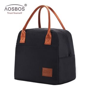 Aosbos Fashion Portable Cooler Lunch Bag Thermal Insulated Travel Tote Bags Large Food Picnic Lunch Box Bag for Men Women Kids 201015