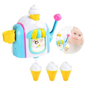 Nya Ice Creams Maker Bubble Machine Bath Toys Fun Foam Cone Factory Bathtub Toy Gift Newborn Baby Badleksaker för barn # 20 LJ201019