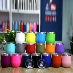 12oz Coffee Mug Stainless Steel Tumbler Double Wall Vacuum Wine Glass with Sealing Lid 17 Colors In Stock Insulation Drinking Cup A02