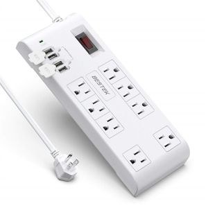 US-Besteck Bestek 8-Outlet-Plug-Überspannungsschutz-Machtstreifen mit 4 USB-Anschlüssen, 5V 4.2A, 6-Fuß-Hochleistungs-Verlängerungskabel A30 im Angebot