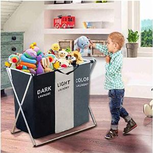 3 Section Collapsible Foldable Laundry Basket Organizer Large Box Storage Laundry Hamper Sorter Dirty Clothes Bag Kids Big Toys T200115