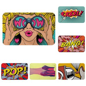 Pop Art Girl High Heels Wow Cool Fashion Mat Bath Carpet Decorative Anti-Slip Mats Room Car Floor Bar Rugs Door Home Decor Gift 201116