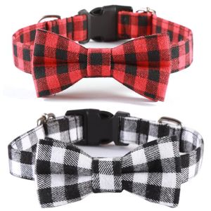 Hot Dog Plaid Collar Puppy Bowknot Collars with Adjustable Safety Buckle Cats Dog Bow Tie Pet Accessories