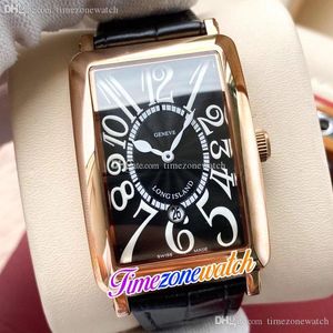 Beste neue 40-mm-Herrenuhr Quarz Roségold/Stahlgehäuse Weiß/Schwarzes Zifferblatt Schwarz/Weiße 3D-Zahlenmarkierungen Schwarzes Lederarmband Timezonewatch E204b3