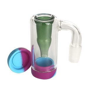 Coletor de cinzas de vidro 14mm masculino com recipiente de silicone para siliong bong vidro água bong plataforma de petróleo acessórios para fumar com 3 cores