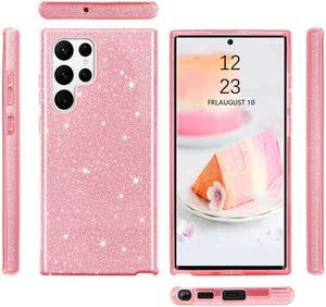 Hybrid 3in1 Soft TPU PC Glitter odporność na wstrząsy dla Samsung S20 S21 S22 Plus S23 Ultra S21FE iPhone 14 13 12 Mini 11 Pro XR XS Max 8 Plus Bling Shiney tylna okładka tylna okładka