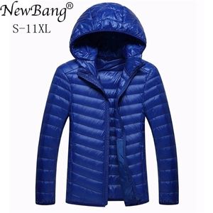 Newbang Brand 8xl 9xl 10xl Mens Down Jacket Ultra Light Down Jacket Men Lightweight Feather Hooded Warm Portable Winter Coat 201126