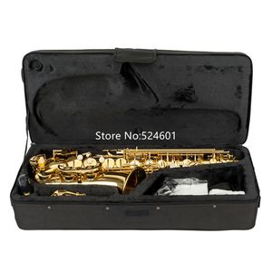 instrumento de tinta de alta Student Qualidade Ouro Alto Gota E Sax Saxophone Eb Tune Professional Musical com caso de frete grátis