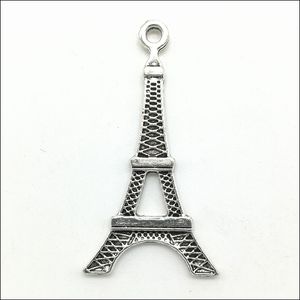 Lot 100 Stück Eiffelturm Legierung Charms Anhänger Retro Schmuckherstellung DIY Schlüsselanhänger Antiker Silber Anhänger für Armband Ohrringe 35*19mm