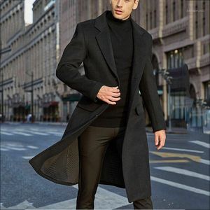 Giacche da uomo 2021 Cappotto di lana invernale Uomo Sezioni lunghe per il tempo libero Cappotti di lana Colore puro Moda casual / Soprabito1