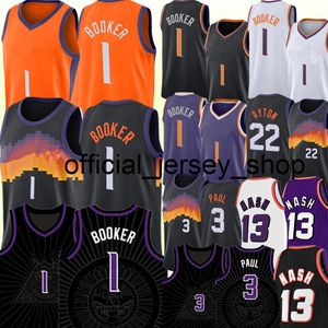 Devin 1 Booker Jersey Chris 3 Paul Deandre 22 Ayton Jerseys Steve 13 Nash Basketball Jersey Ricamo s S M L XL XXL Nero Bianco Viola