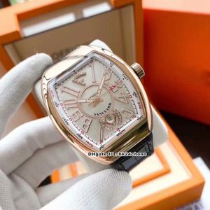 Vanguard Watch Nowa najlepsza edycja kolekcja męska White Dial Rose Gold Case V 45 SC DT Automatyczne męskie zegarek skórzane gumowe paski Zegarki