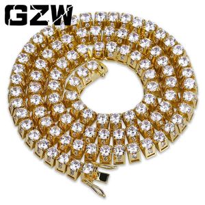 New Fashion 18k Gold Plated 10mm CZ Cubic Zircon Tennis Chain Necklace Choker Hip Hop Masculina Jewelry Bijoux Gifts Collier for Men Women