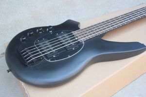 Factory Custom Matte Black 5-String Left Handed Electric Bass Guitar,Black Hardwares,Rosewood Fretboard,Offer Customized