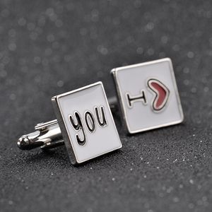 Heart i love you cufflinks lovers Business suit Shirt cuff links button women men's fashion jewelry Valentine's Day gift will and sandy