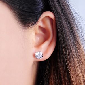 Brincos de garanhão de ouvido simples e elegante homens e filhos de quatro garras incrustados Zircon Auricular Brincos de Agulhas Estudante Fresco Único Diamante Pequeno