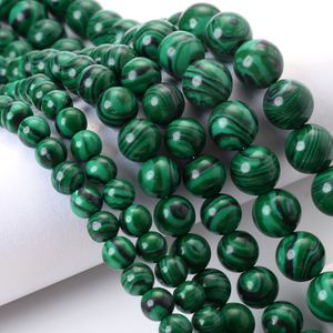 Natural Green Malachite Stone Beads Round Loose Spacer Beads for Jewelry Making DIY Bracelet Necklace Accessories 4 6 8 10 12mm