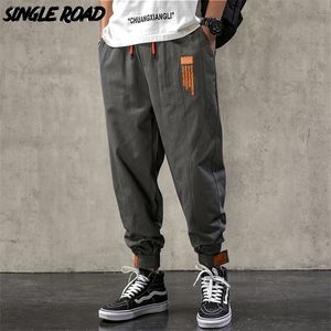 Single Road Mens Harem Calças Homens Moda Moda Algodão Algodão Hip Jogadores Japonês Streetwear Calças Masculinas Carga Calças Para Homens 220311