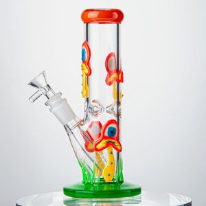 Unique Hookahs 3D Mushroom Realistic Glass Bongs Glow In The Dark Diffused Downstem Straight Perc Water Pipes 18mm Female Joint With Bowl LXMD20104