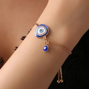 2021 Turkish Blue Crystal Evil Eye Armband för kvinnor Handgjorda guldkedjor Lyckliga smycken Armband Kvinnsmycken