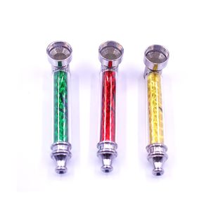 Atacado Mão Mão Seco Erva De Fumo Tubulação Colorida Tobacco Colher Tubos Para Acessórios Para Fumar com Metal 5 pcs Tela Filtro Bowl DHL GRÁTIS