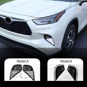 2PCS Car far￳is de LED para Toyota Highlander 2020 2021 LED LURTA DIA Turn Signal Drl Daytime Running Light Auto Foglamps